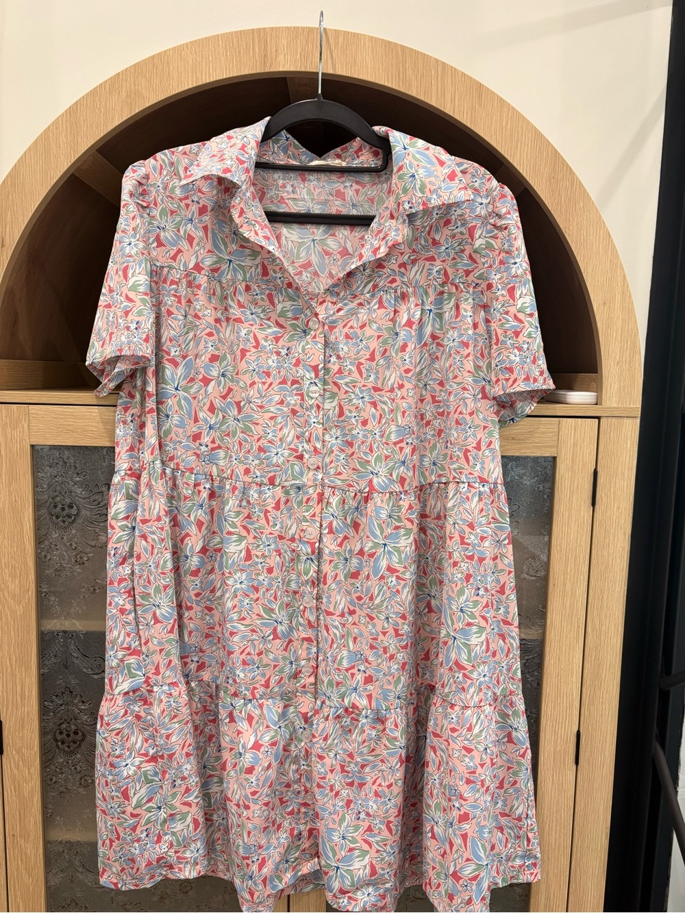 Floral Pink Short Sleeve Mini Dress
